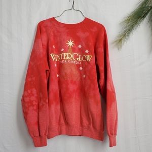 Vintage 80s Red Holiday Sweatshirt XL vtg pink